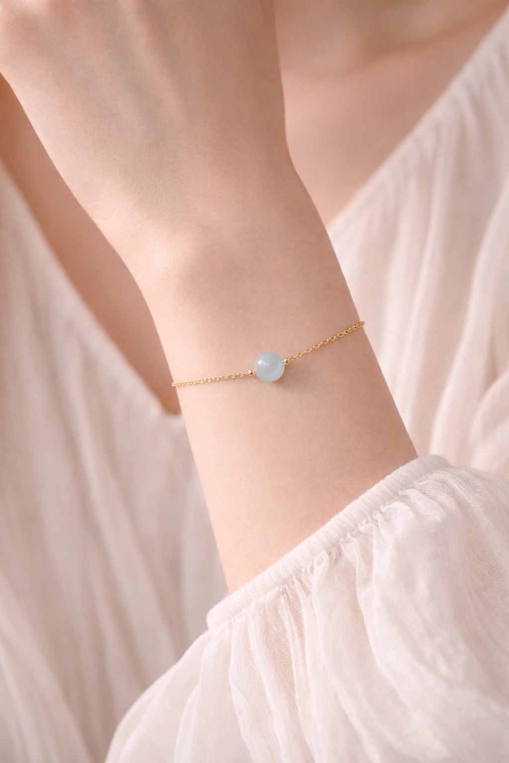 Bracelet ENAË doré - Aigue Marine