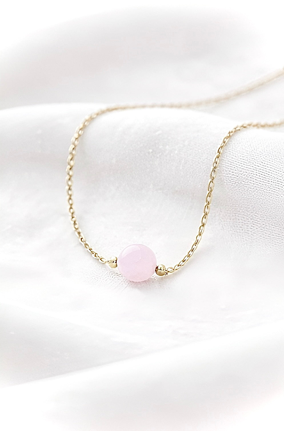 Collier ENAË doré - Quartz Rose