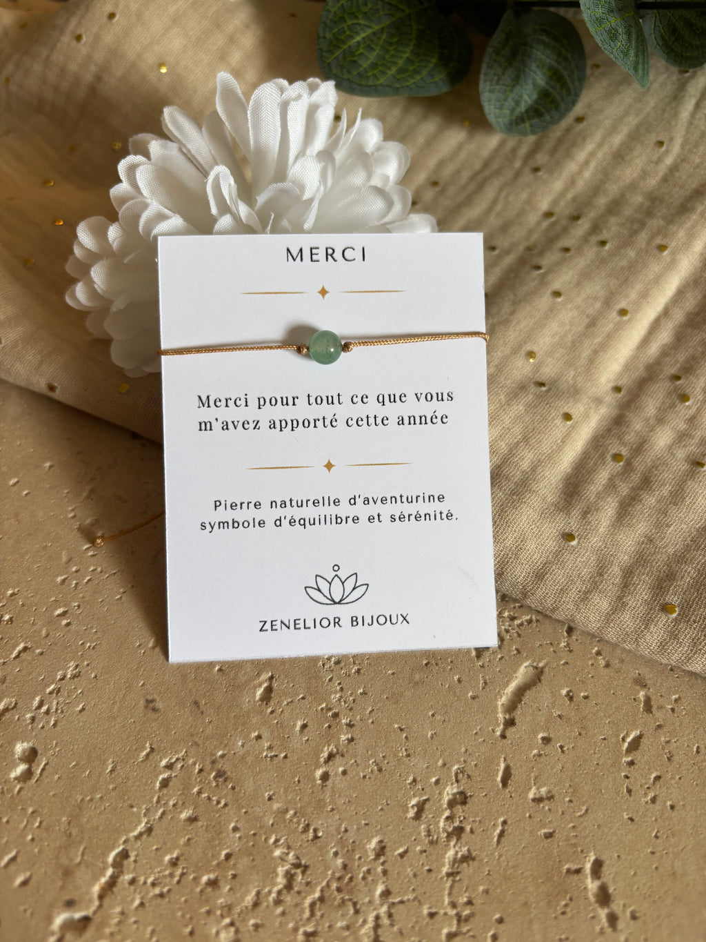 Bracelet « Merci » Atsem - Bijou cordon & pierre naturelle