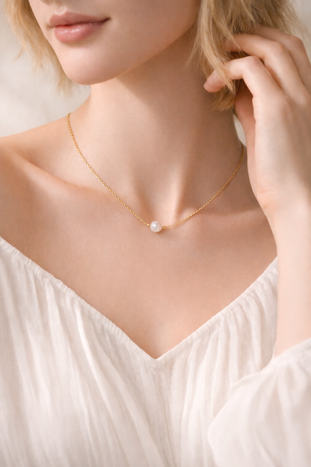 Collier ENAË doré - Perle d'eau douce