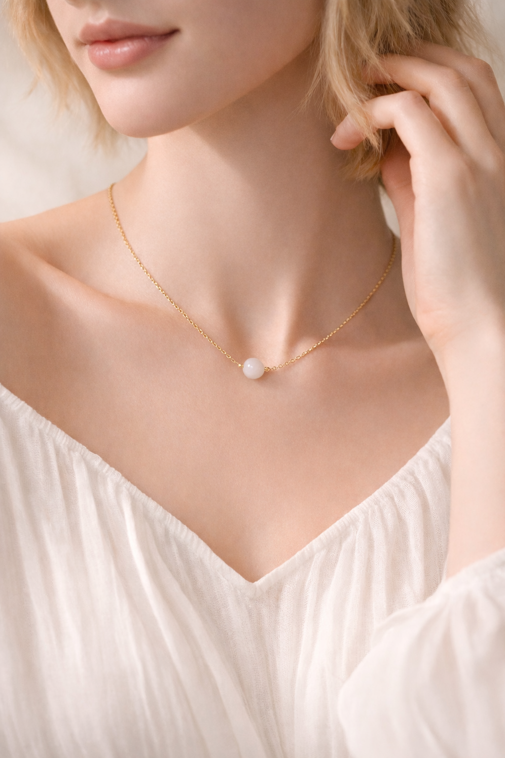 Collier ENAË doré - Pierre de Lune
