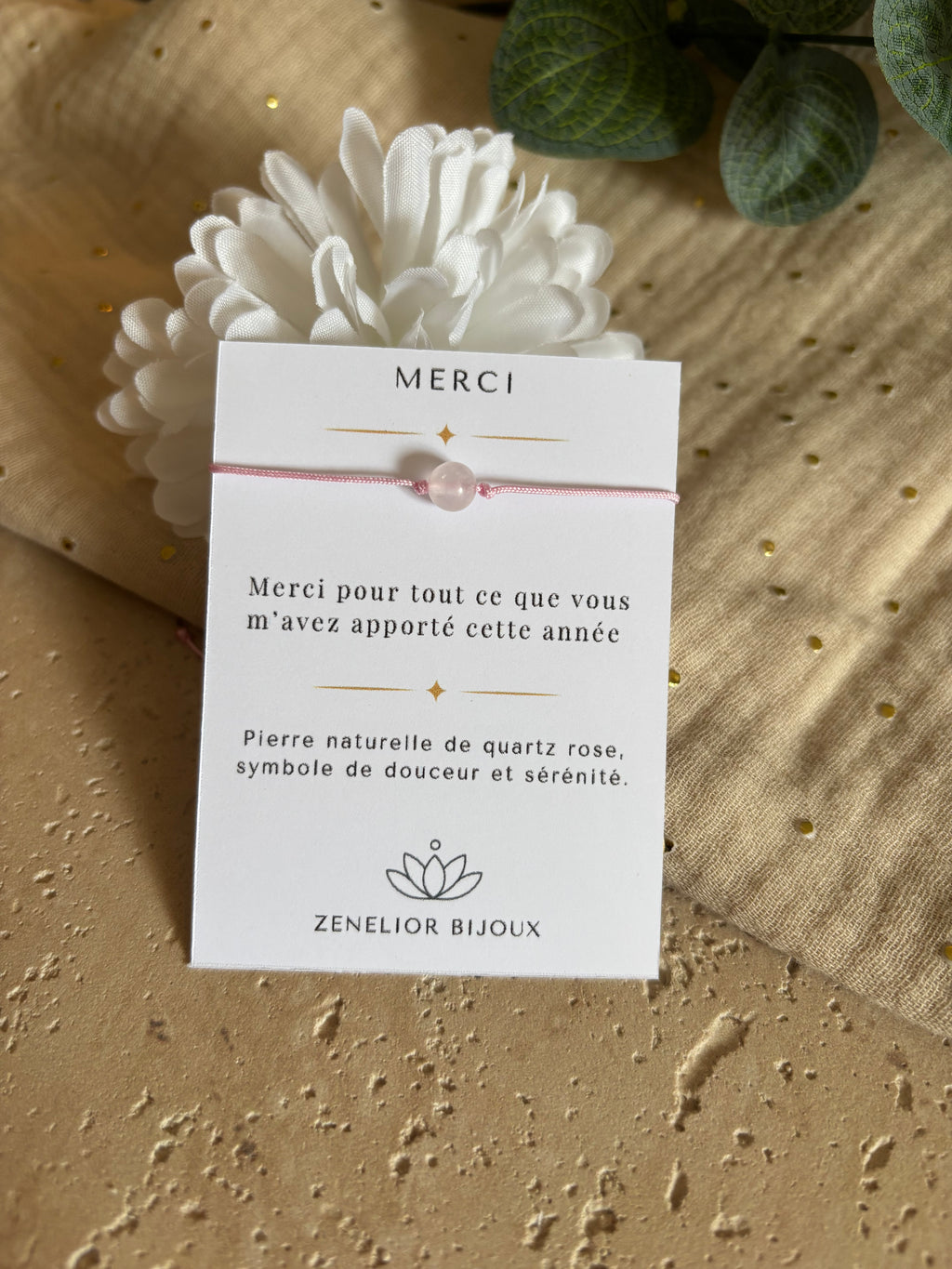 Bracelet « Merci » Atsem - Bijou cordon & pierre naturelle
