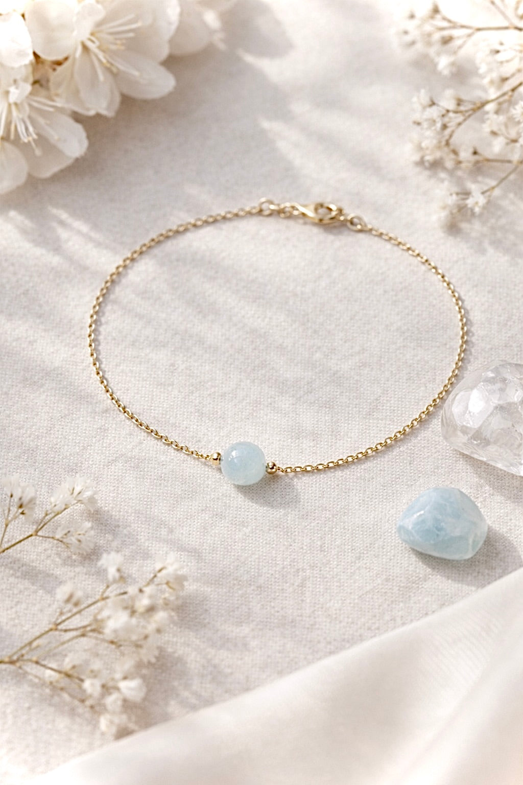 Bracelet ENAË doré - Aigue Marine