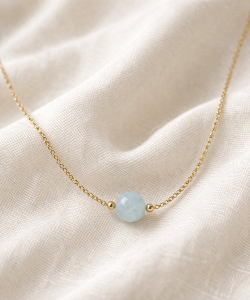 Bracelet ENAË doré - Aigue Marine