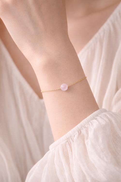 Bracelet ENAË doré - Quartz Rose