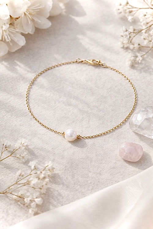 Bracelet ENAË doré - Perle d'eau douce