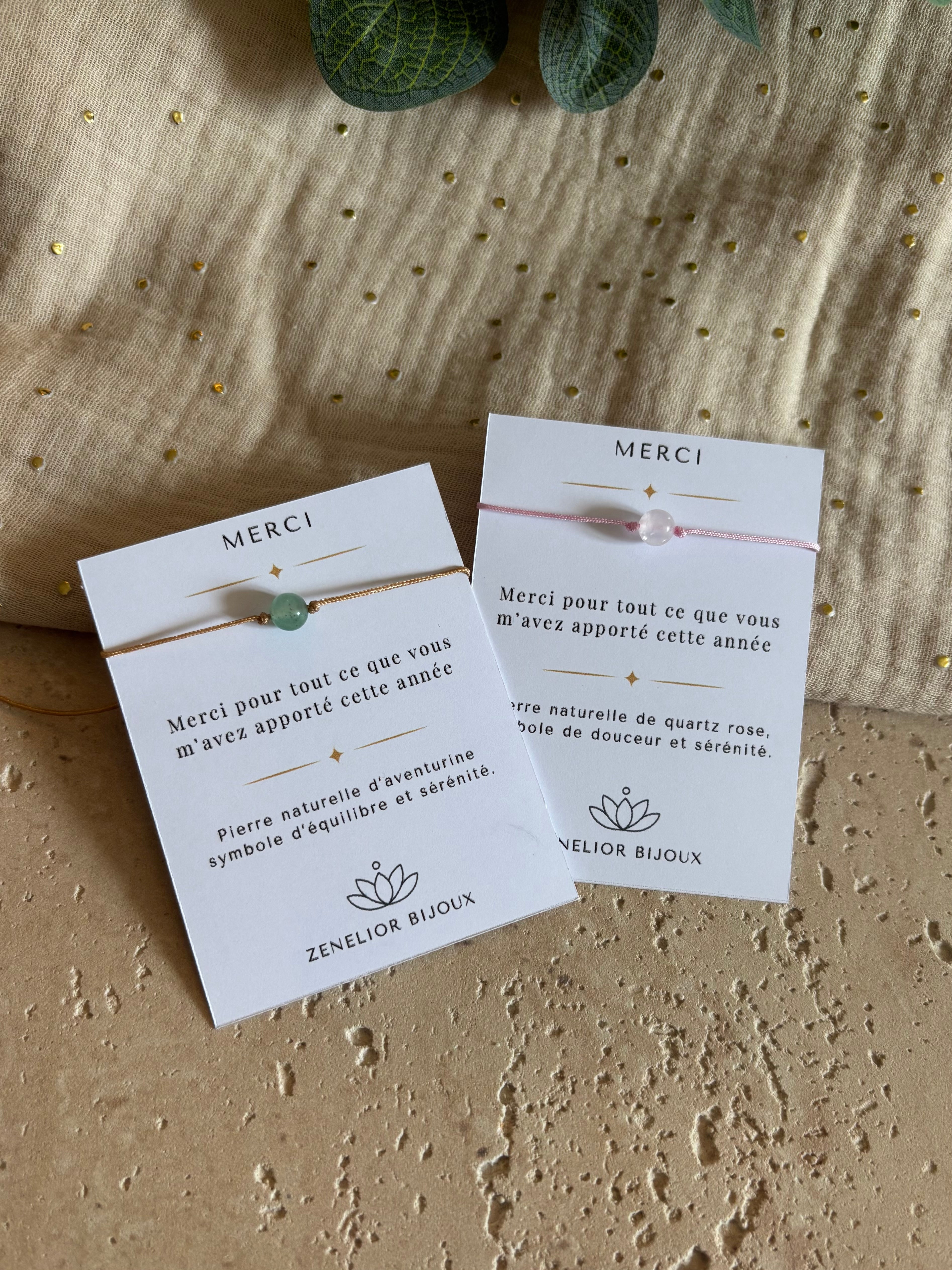 Bracelet « Merci » Atsem - Bijou cordon & pierre naturelle