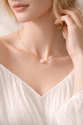 Collier ENAË doré - Quartz Rose