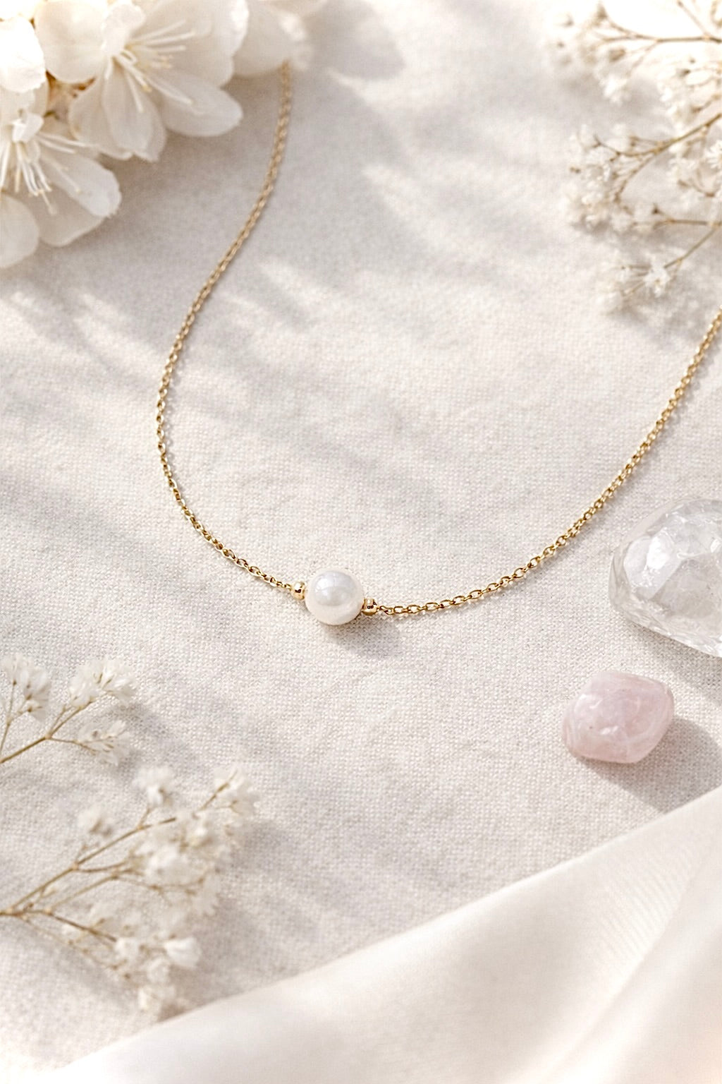 Collier ENAË doré - Perle d'eau douce