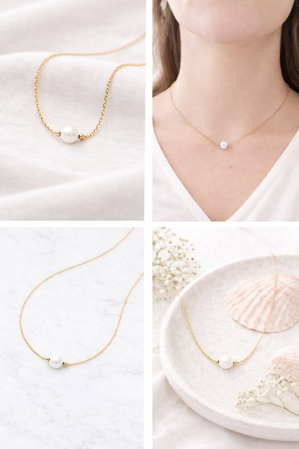 Collier ENAË doré - Perle d'eau douce